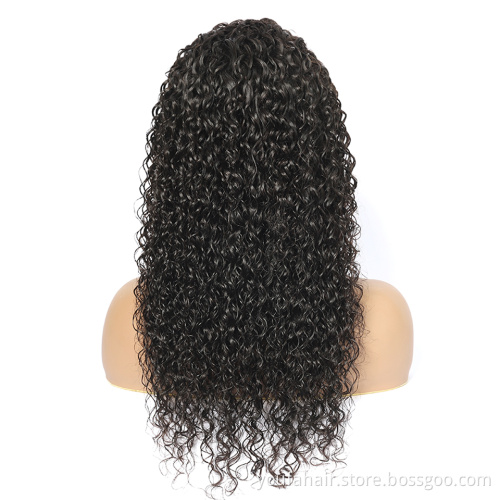 Unprocessed Indian Human Hair Wigs 10A HD Lace Front Water Wave Curly Virgin Raw Hair Wig Glueless Transparent Lace Frontal Wigs